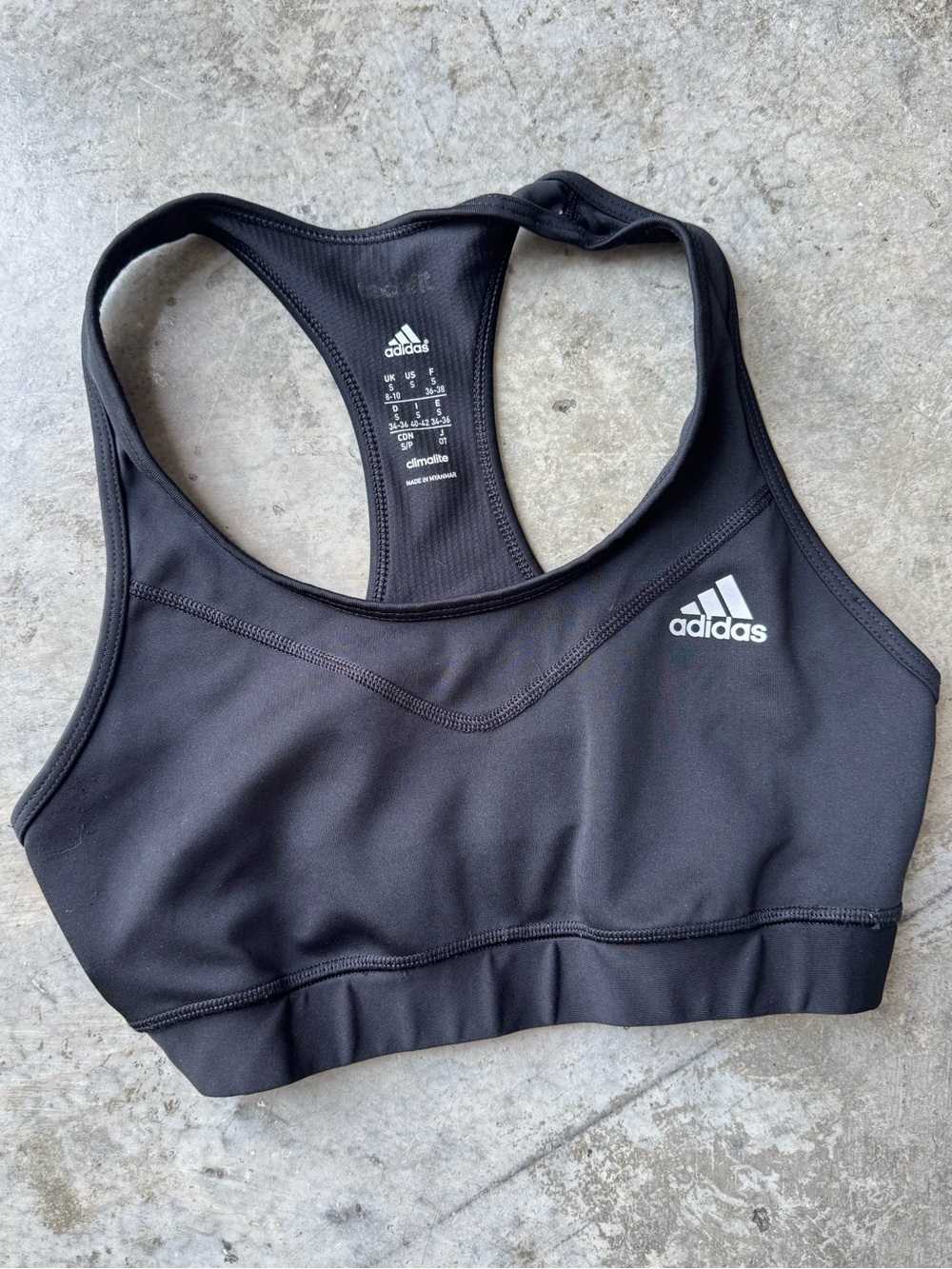 adidas Black Racerback Athletic Sports Bra with Logo